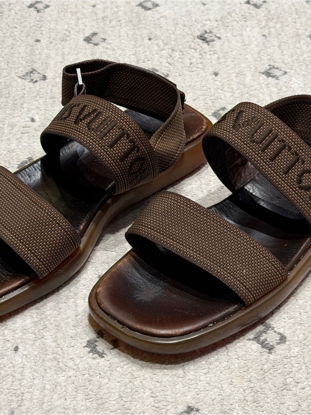 Louis Vuitton Damier Geant Dark Brown Men's Double-Strap Sandals